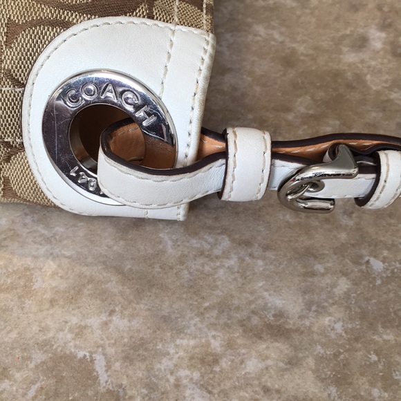 Coach Signature Slouchy Tote Signature Logo Canvas & Leather Khaki Bag purse - Picture 12 of 13